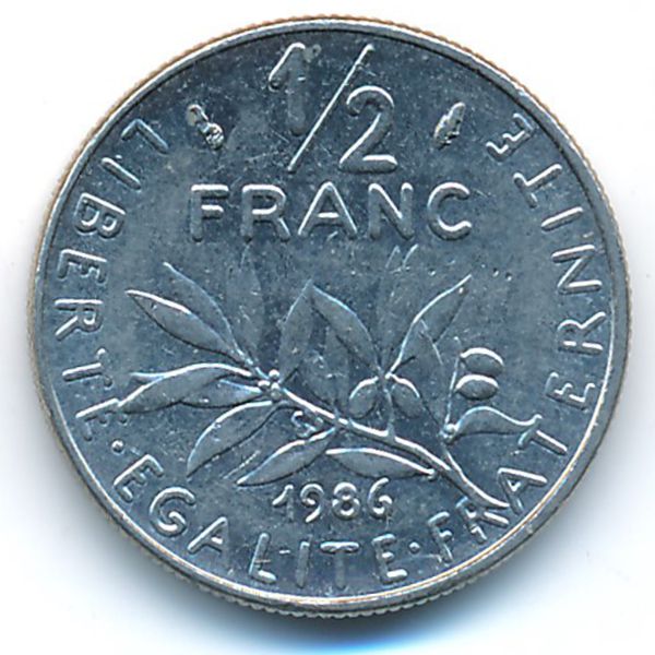 Франция, 1/2 франка (1986 г.)