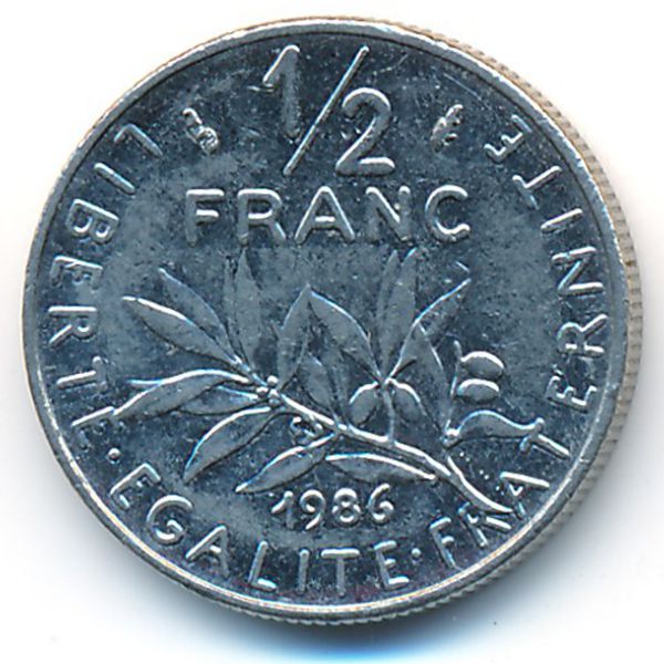 Франция, 1/2 франка (1986 г.)