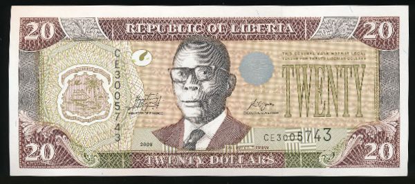 Либерия, 20 долларов (2009 г.)