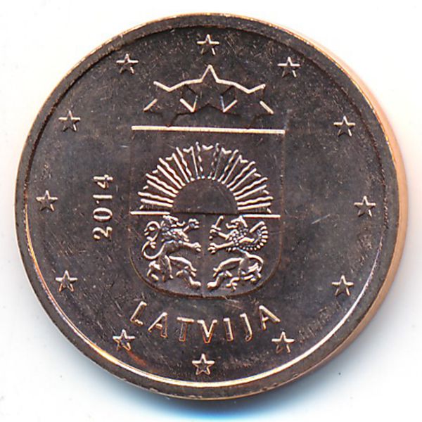 Латвия, 5 евроцентов (2014 г.)