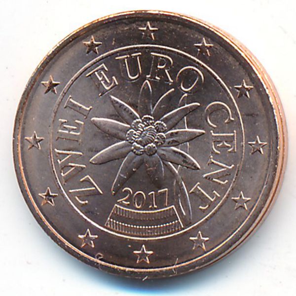 Австрия, 2 евроцента (2017 г.)