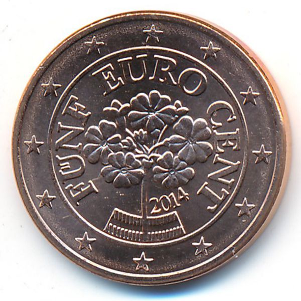 Австрия, 5 евроцентов (2014 г.)