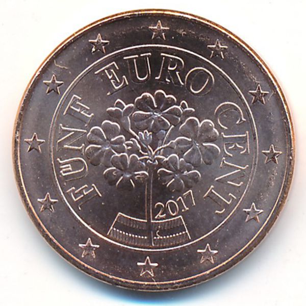 Австрия, 5 евроцентов (2017 г.)