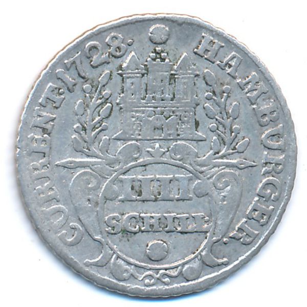 Гамбург, 4 шиллинга (1728 г.)