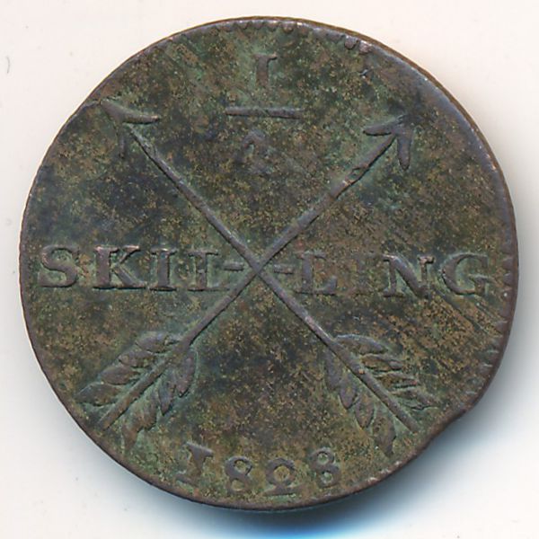 Швеция, 1/4 скиллинга (1828 г.)