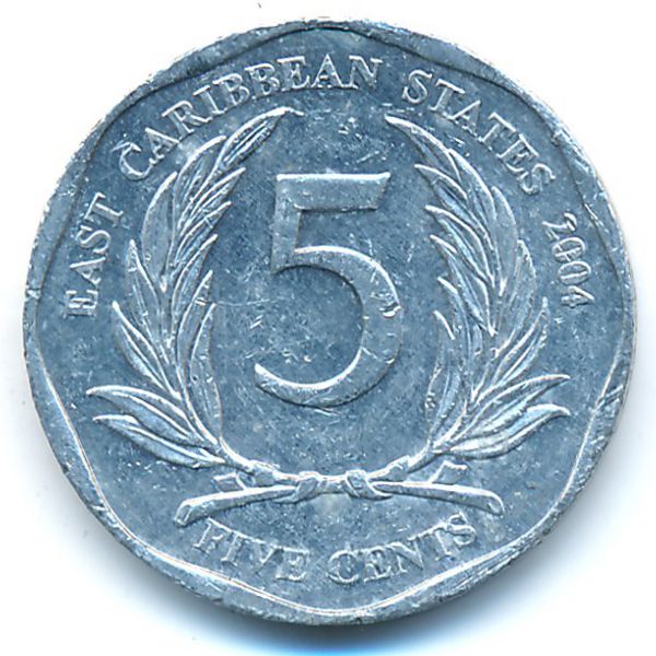 Восточные Карибы, 5 центов (2004 г.)