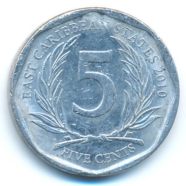 Восточные Карибы, 5 центов (2010 г.)