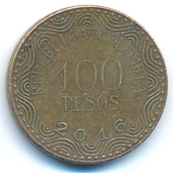 Колумбия, 100 песо (2016 г.)