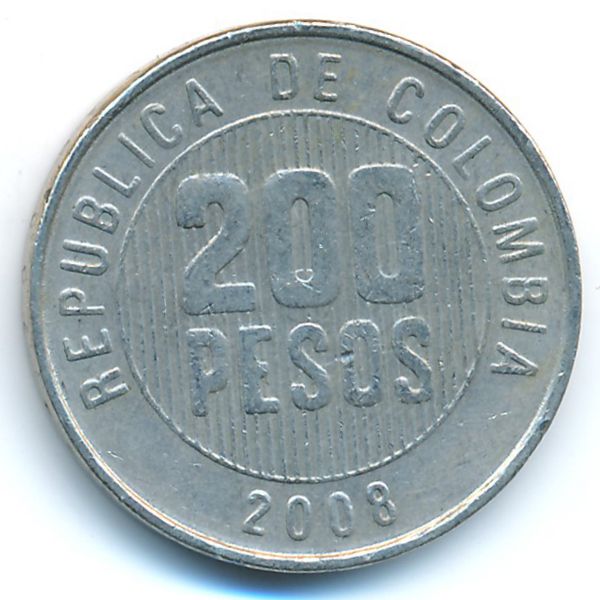 Колумбия, 200 песо (2008 г.)