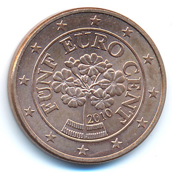 Австрия, 5 евроцентов (2010 г.)