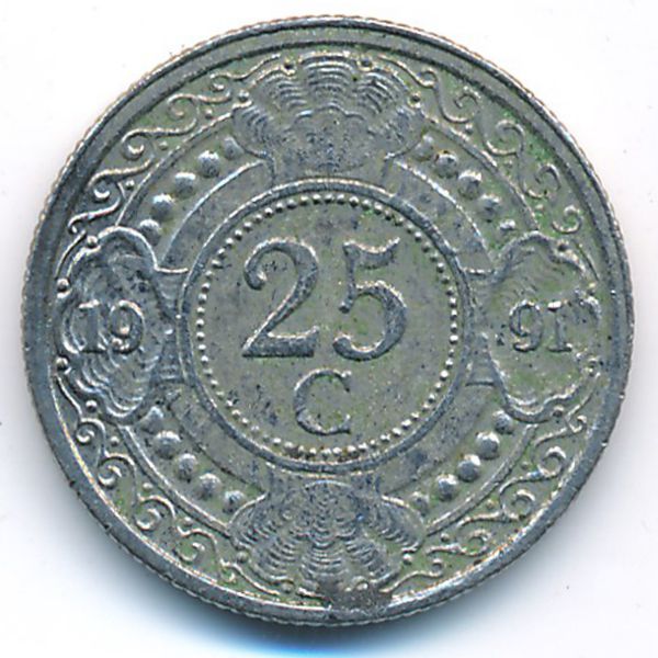 Антильские острова, 25 центов (1991 г.)