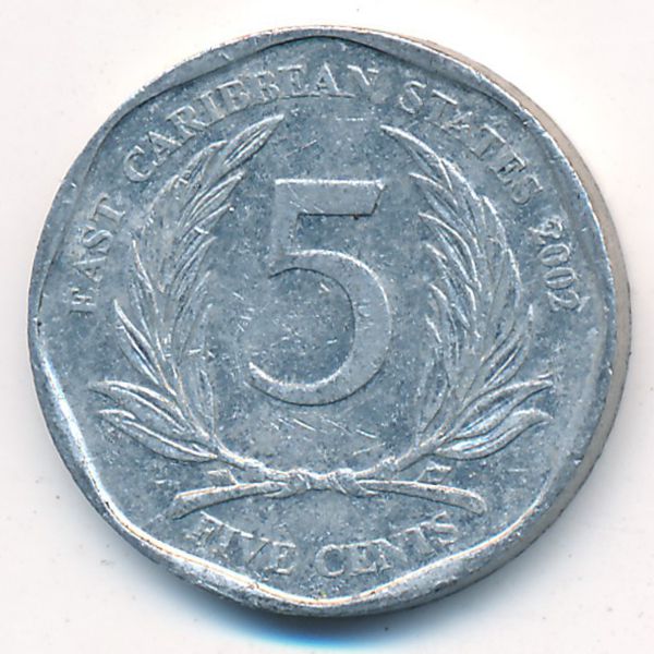 Восточные Карибы, 5 центов (2002 г.)