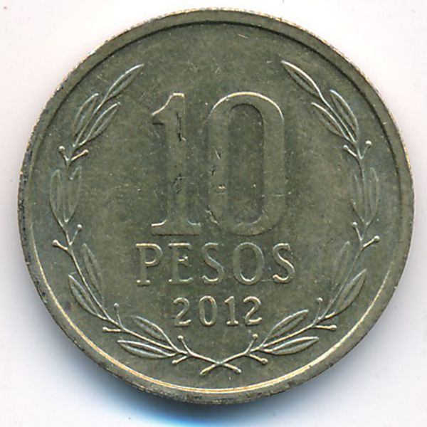 Чили, 10 песо (2012 г.)