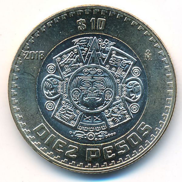 Мексика, 10 песо (2018 г.)