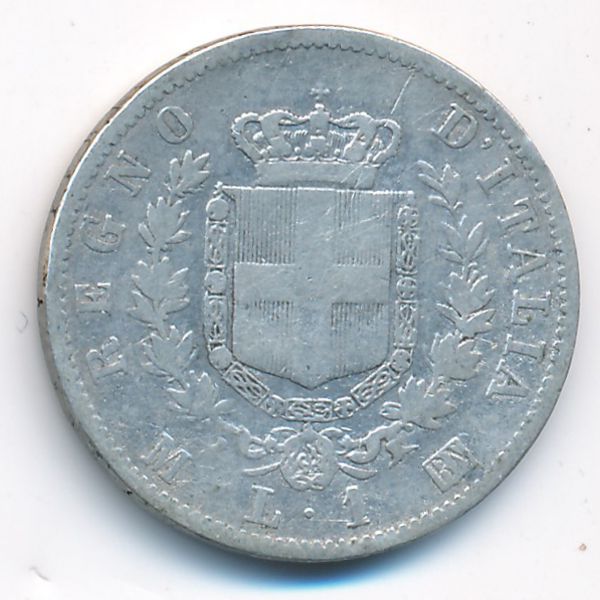 Италия, 1 лира (1863 г.)
