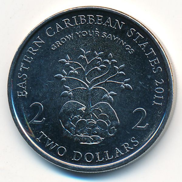 Восточные Карибы, 2 доллара (2011 г.)
