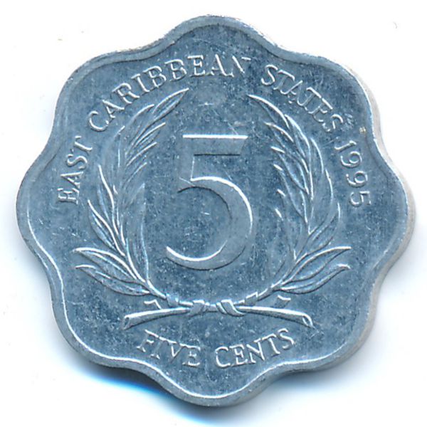 Восточные Карибы, 5 центов (1995 г.)
