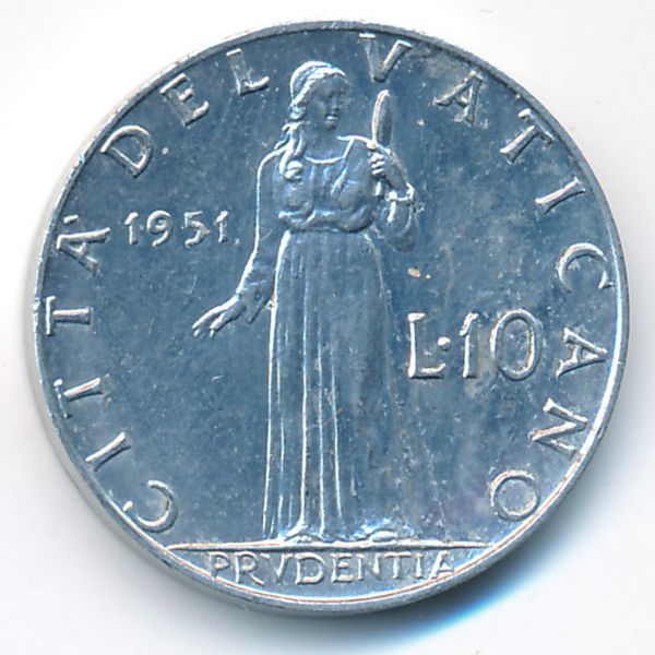 Ватикан, 10 лир (1951 г.)