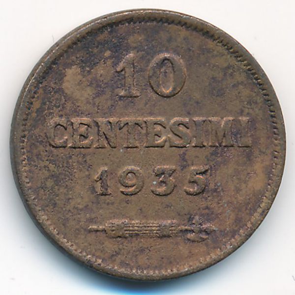 Сан-Марино, 10 чентезимо (1935 г.)