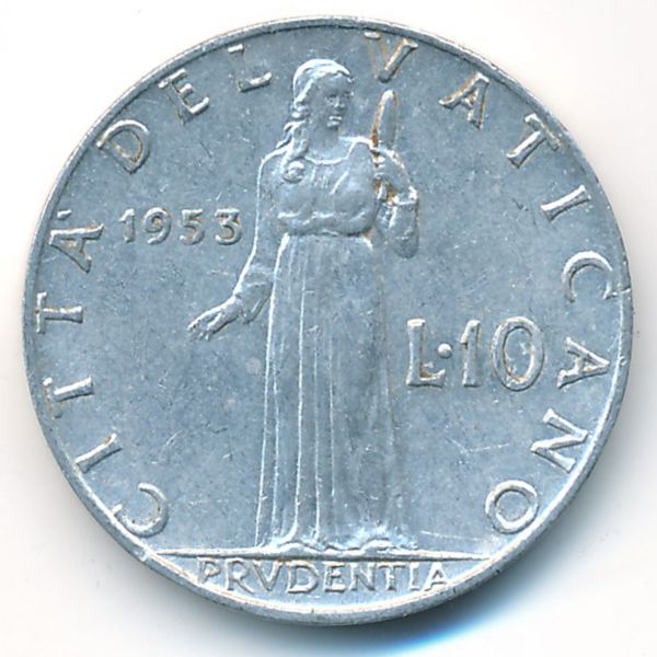 Ватикан, 10 лир (1953 г.)