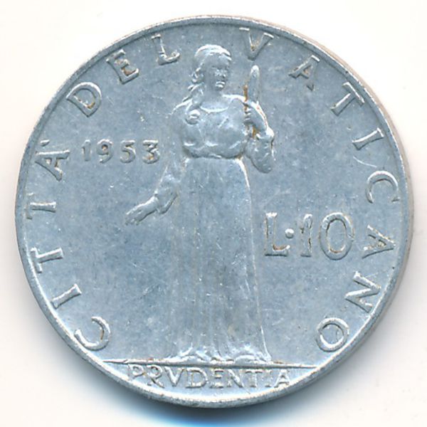 Ватикан, 10 лир (1953 г.)