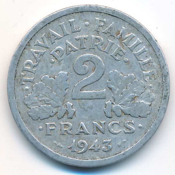 Франция, 2 франка (1943 г.)