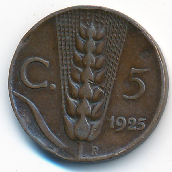 Италия, 5 чентезимо (1925 г.)