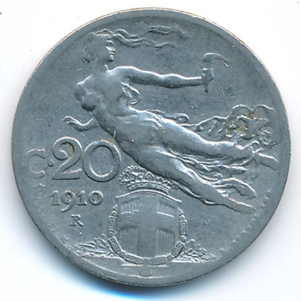 Италия, 20 чентезимо (1910 г.)