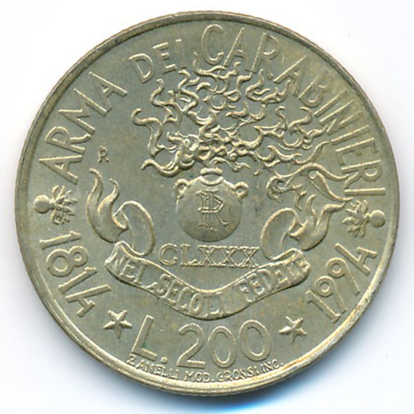 Италия, 200 лир (1994 г.)