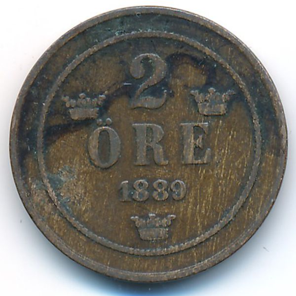 Швеция, 2 эре (1889 г.)
