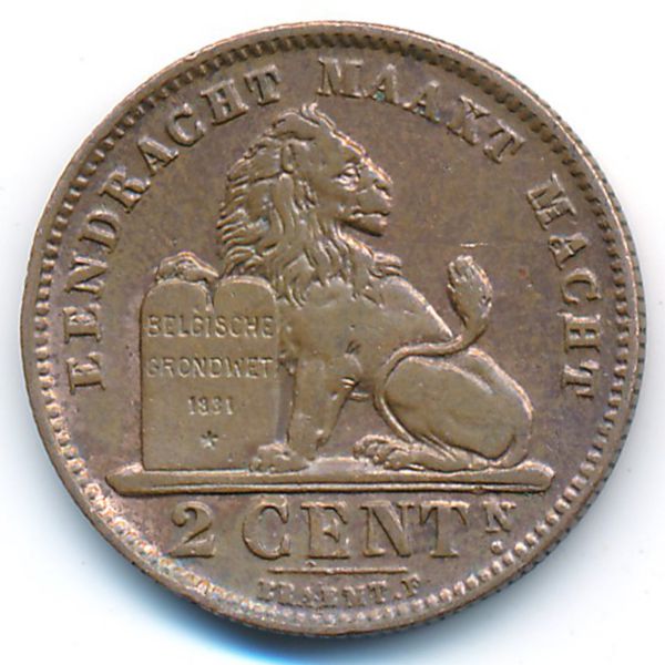 Бельгия, 2 сентима (1911 г.)