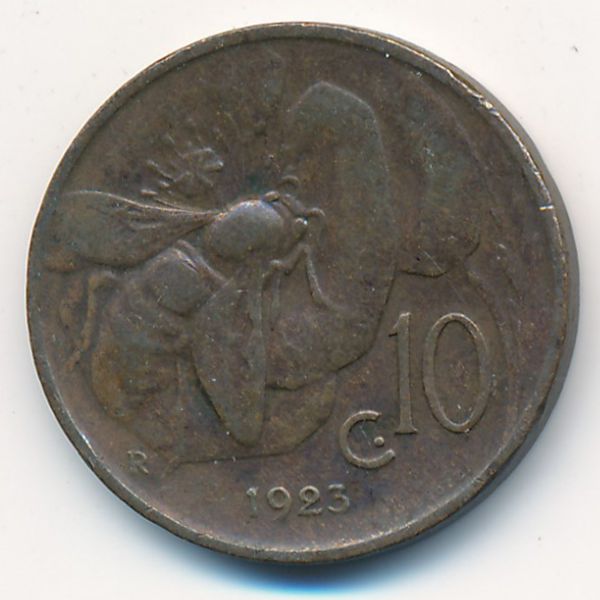 Италия, 10 чентезимо (1923 г.)