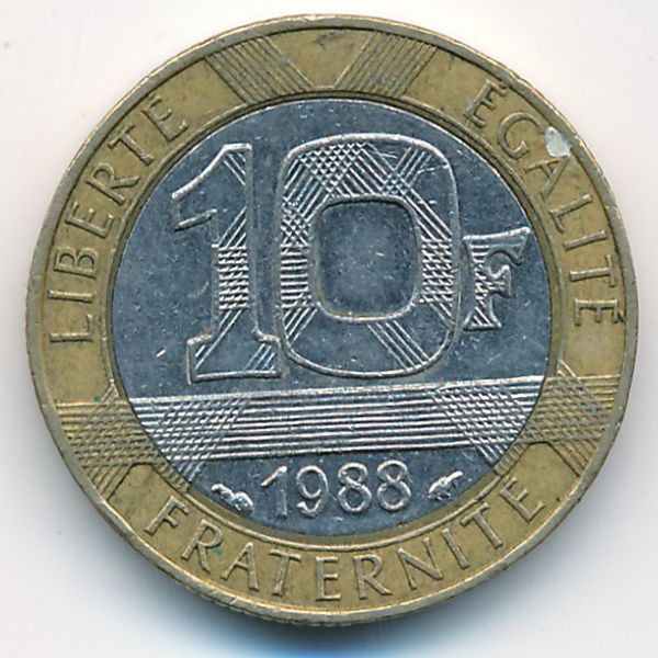 Франция, 10 франков (1988 г.)