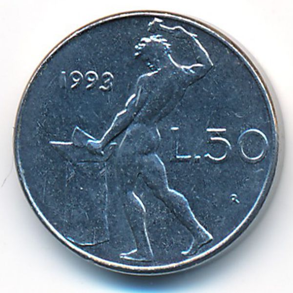 Италия, 50 лир (1993 г.)