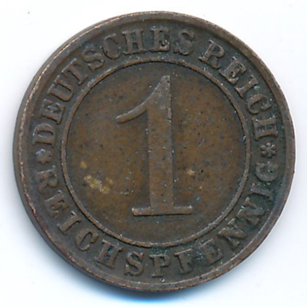 Веймарская республика, 1 рейхспфенниг (1924 г.)