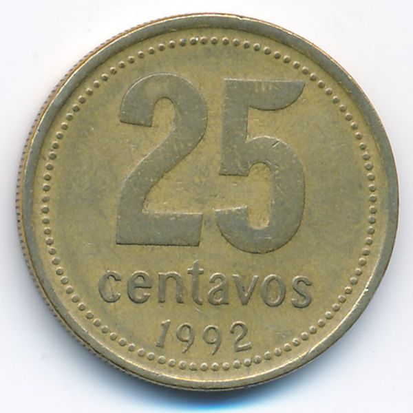 Аргентина, 25 сентаво (1992 г.)