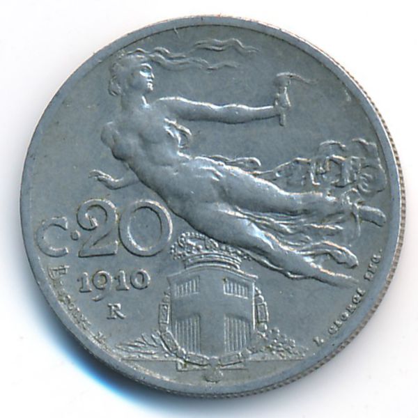 Италия, 20 чентезимо (1910 г.)