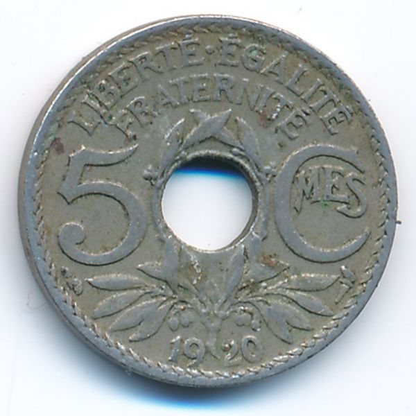 Франция, 5 сентим (1920 г.)