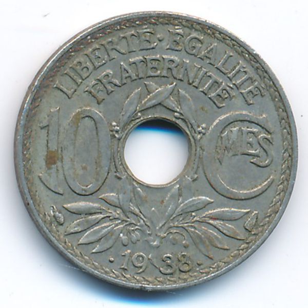 Франция, 10 сентим (1938 г.)