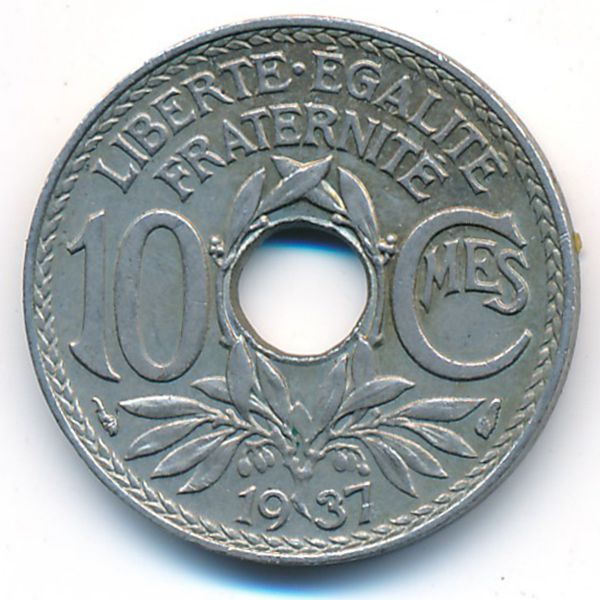 Франция, 10 сентим (1937 г.)