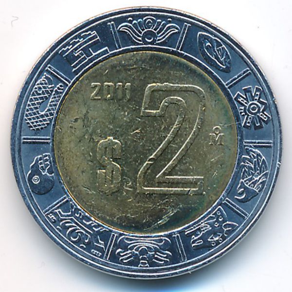 Мексика, 2 песо (2011 г.)