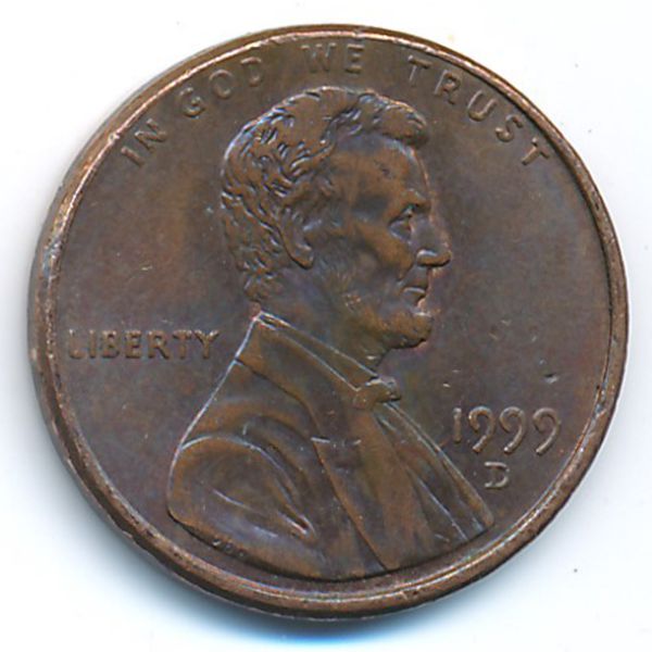 США, 1 цент (1999 г.)