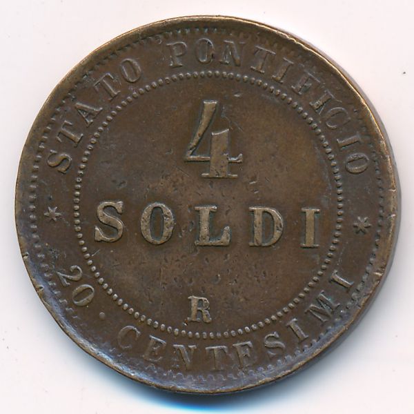 Папская область, 4 сольдо (1868 г.)