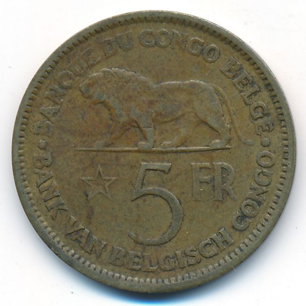 Бельгийское Конго, 5 франков (1936 г.)