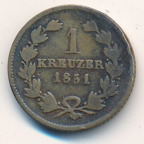 Баден, 1 крейцер (1851 г.)