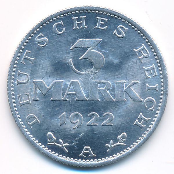 Веймарская республика, 3 марки (1922 г.)