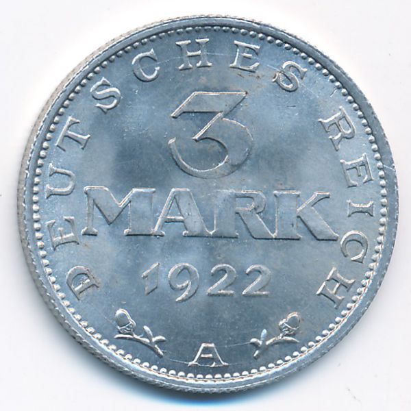Веймарская республика, 3 марки (1922 г.)