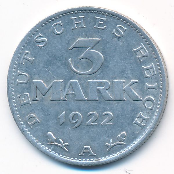 Веймарская республика, 3 марки (1922 г.)