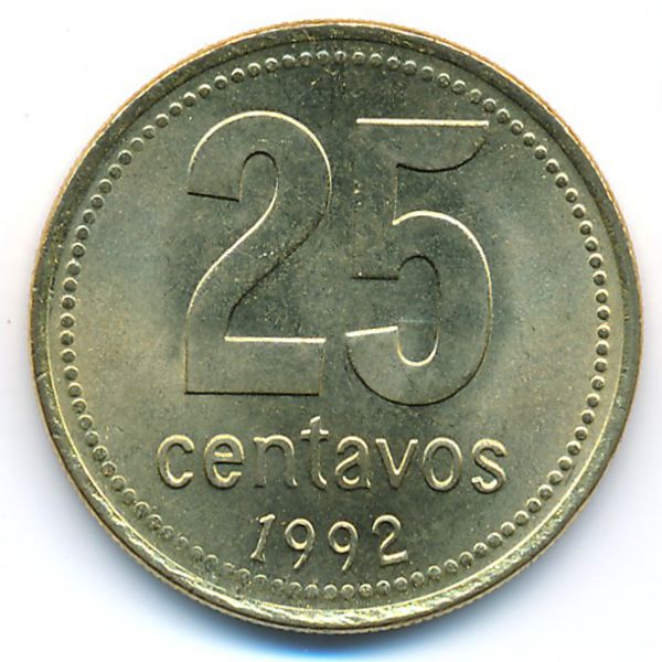 Аргентина, 25 сентаво (1992 г.)
