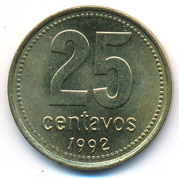 Аргентина, 25 сентаво (1992 г.)